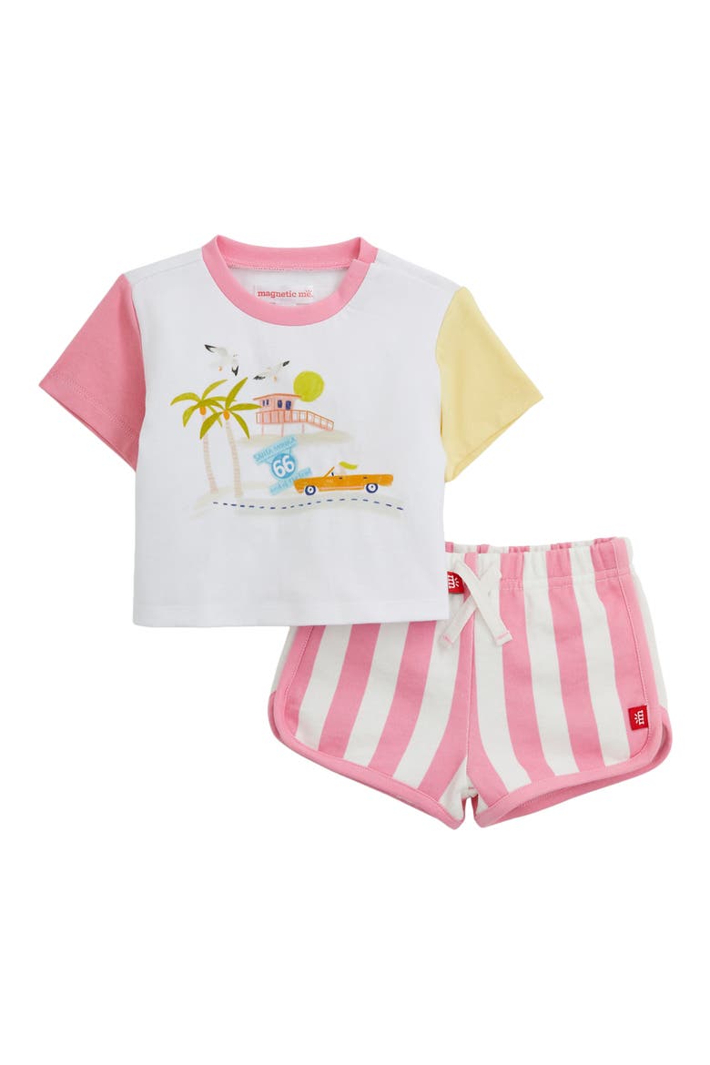 Kids' Santa Monica Colorblock T-Shirt & Stripe Shorts Set, Main, color, SANMO