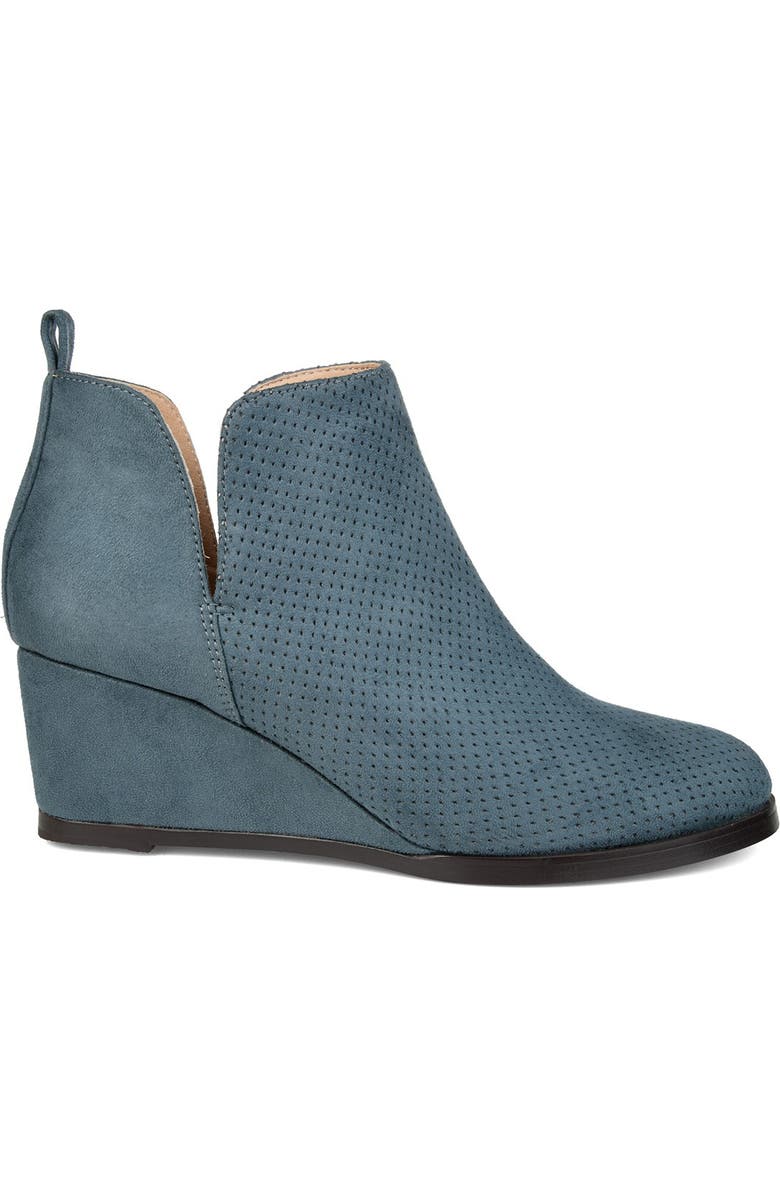 Journee Collection Mylee Perforated Wedge Bootie, Alternate, color, Blue