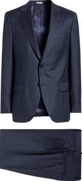 Peter Millar Hartford Classic Fit Navy Plaid Wool Suit