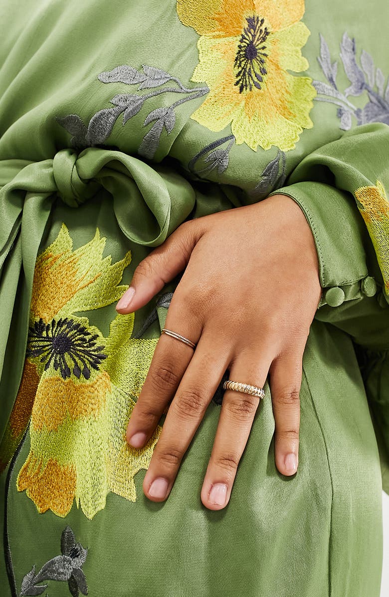 ASOS DESIGN Edition Floral Embroidery Long Sleeve Midi Dress, Alternate, color, 