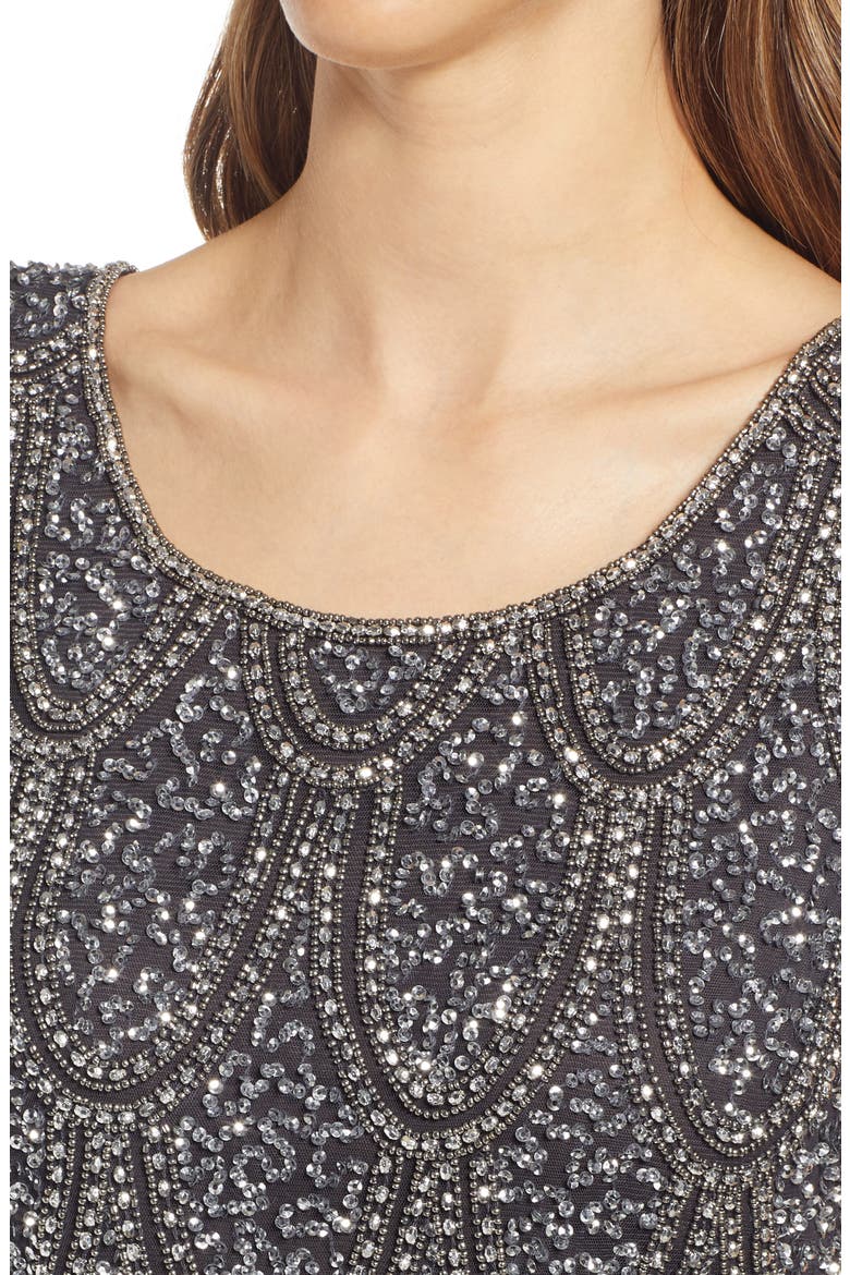 Beaded Cocktail Minidress, Alternate, color, CARBON