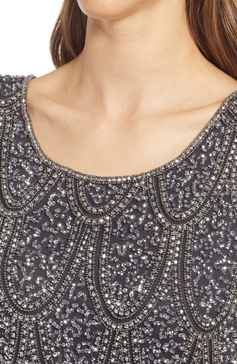 Pisarro Nights Beaded Cocktail Minidress, Alternate, color, Carbon