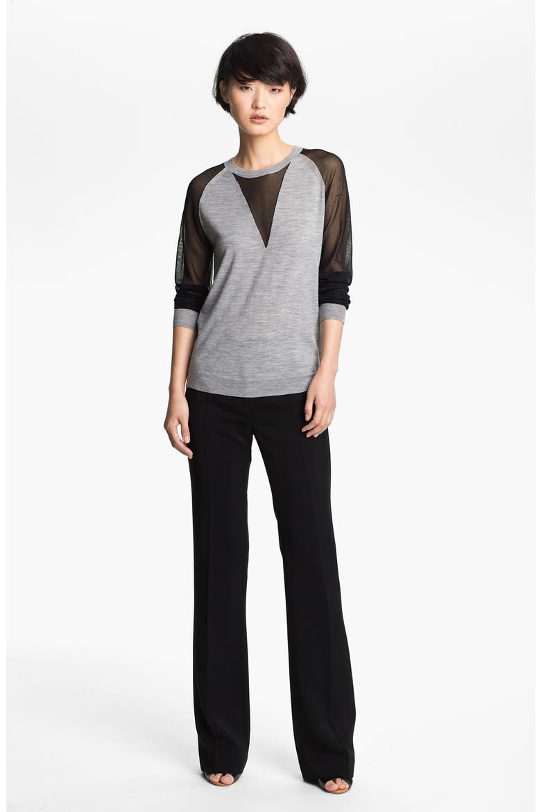 Sheer Sleeve Pullover, Main, color, LIGHT GREY