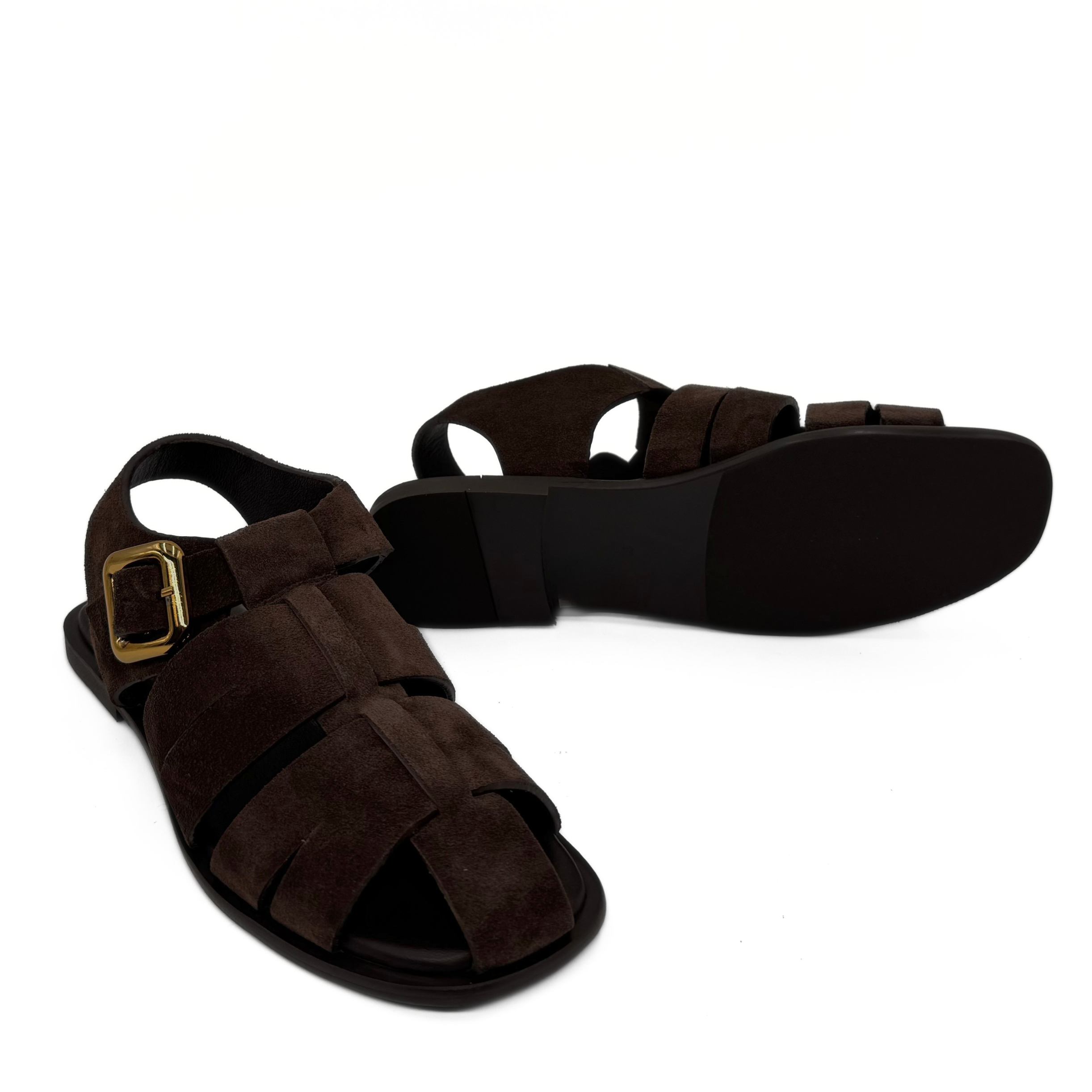 Amie Rafa Bertha Suede Fisherman Sandals, Alternate, color, Brown