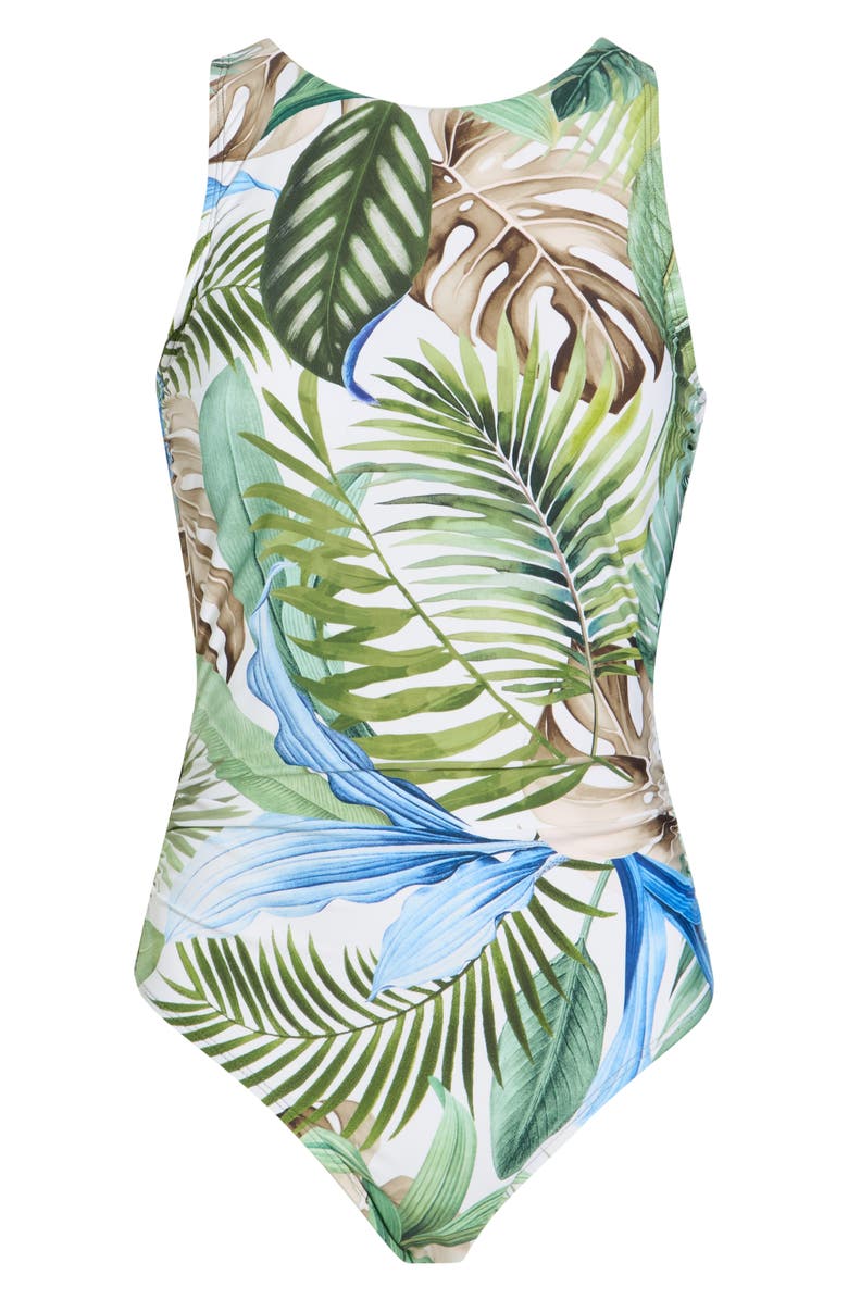 JANTZEN Farrah High Neck One-Piece Swimsuit, Alternate, color, White