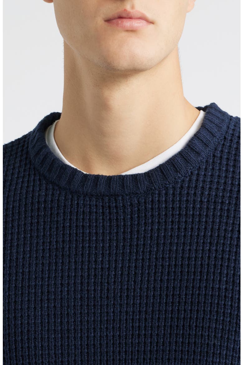 Laggan Waffle Stitch Crewneck Sweater, Alternate, color, NAVY