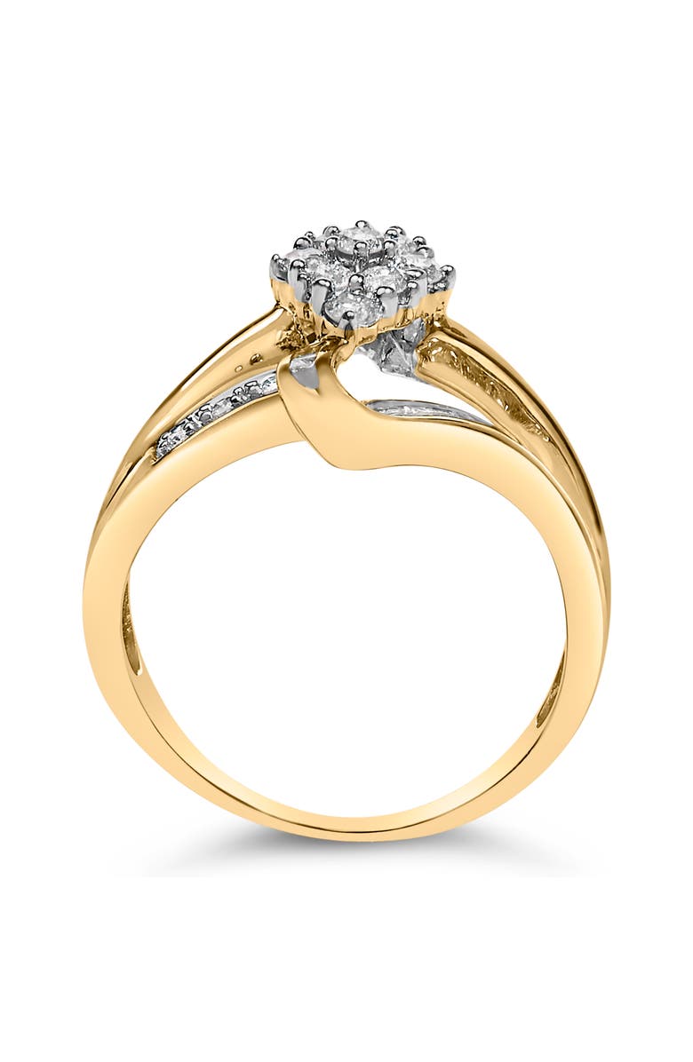 Haus of Brilliance 10K Yellow Gold 1/2 cttw Diamond Cluster Cocktail Ring, Alternate, color, Yellow Gold