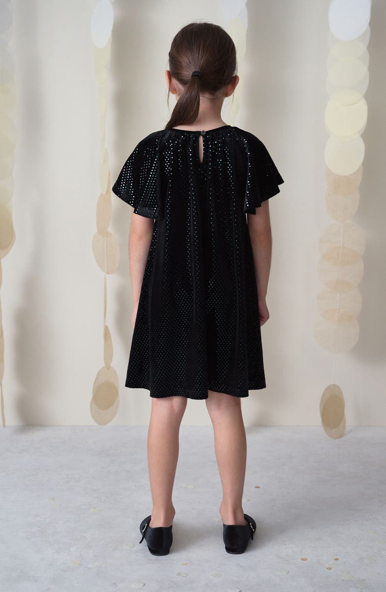 NEXT Kids' Foil Dot Velvet Dress, Alternate, color, Black
