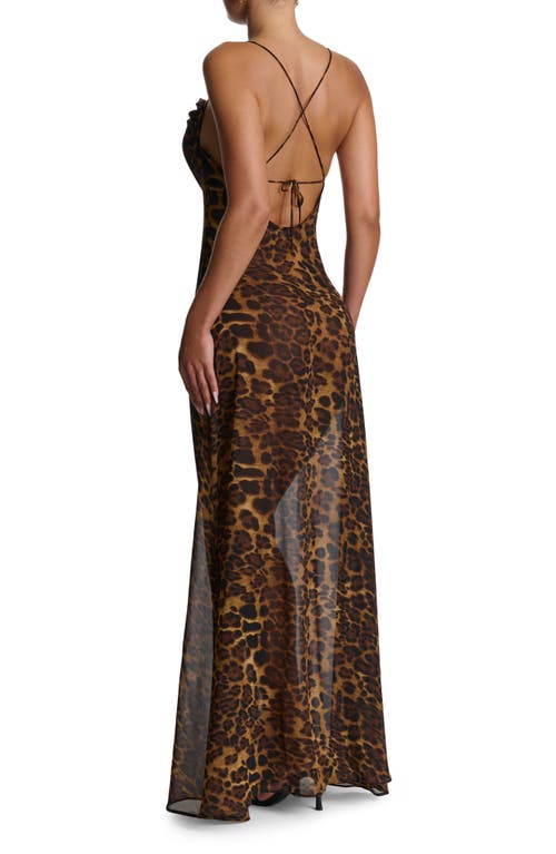 Naked Wardrobe Strappy Open Back Chiffon Maxi Dress In Animal Print