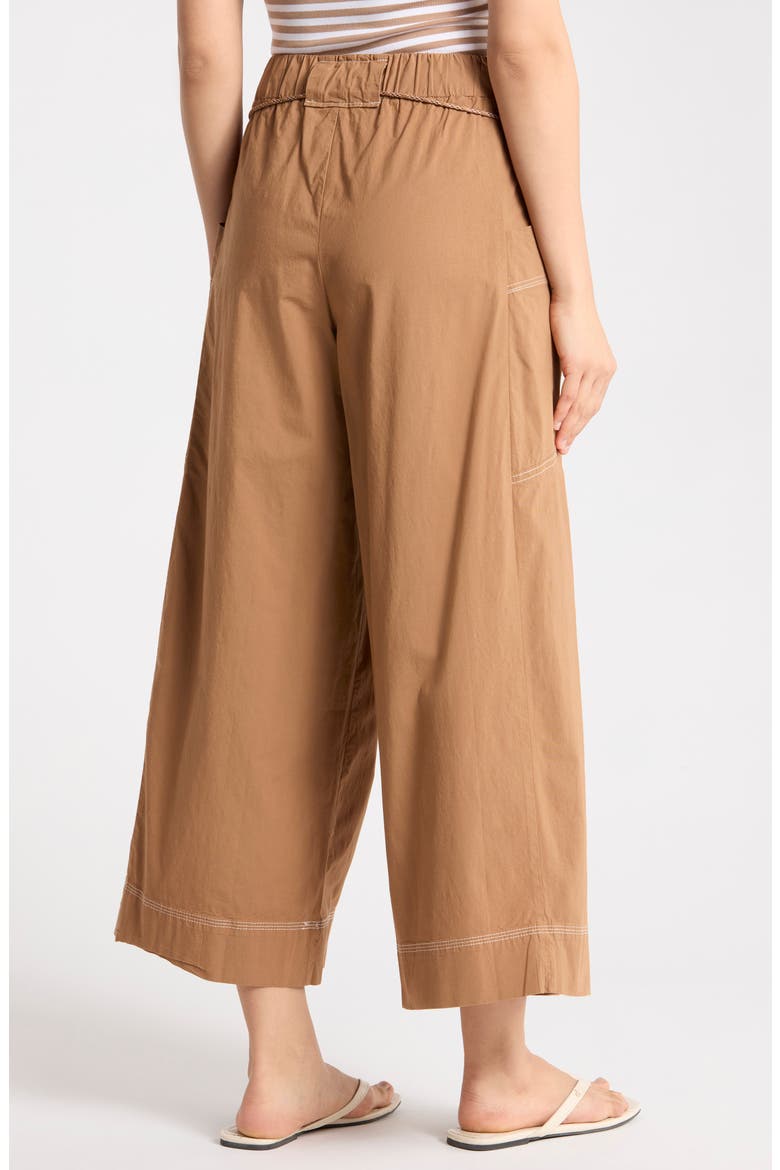 Cropped Wide Leg Poplin Pants, Alternate, color, CANDIED WALNUT