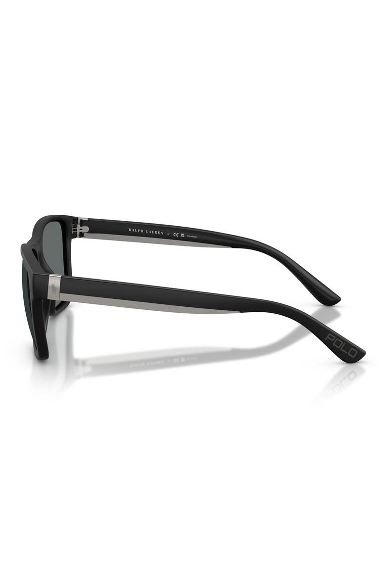 56mm Polarized Square Sunglasses, Alternate, color, MATTE BLACK / POLAR DARK GREY