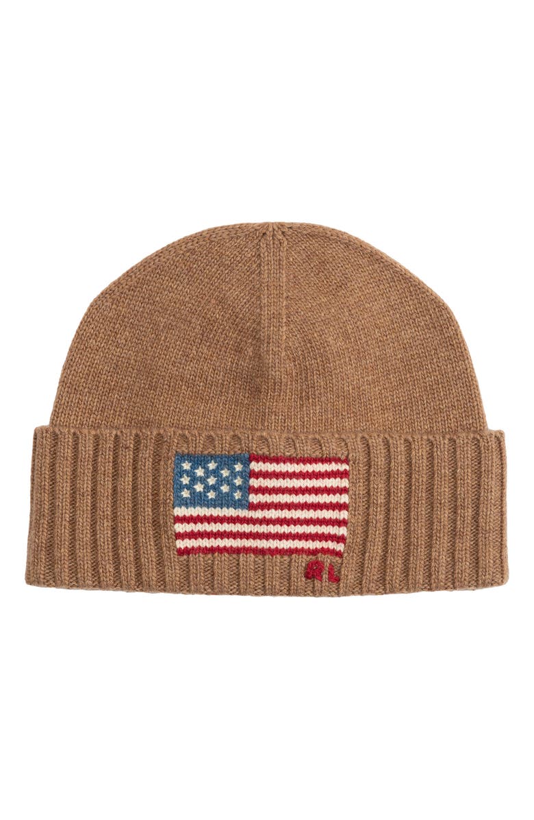 Polo Ralph Lauren Rl Flag Beanie, Main, color, Italian Heather