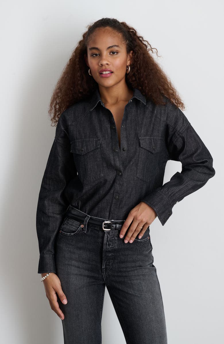 Alex Mill Denim Western Shirt, Alternate, color, Black Wash