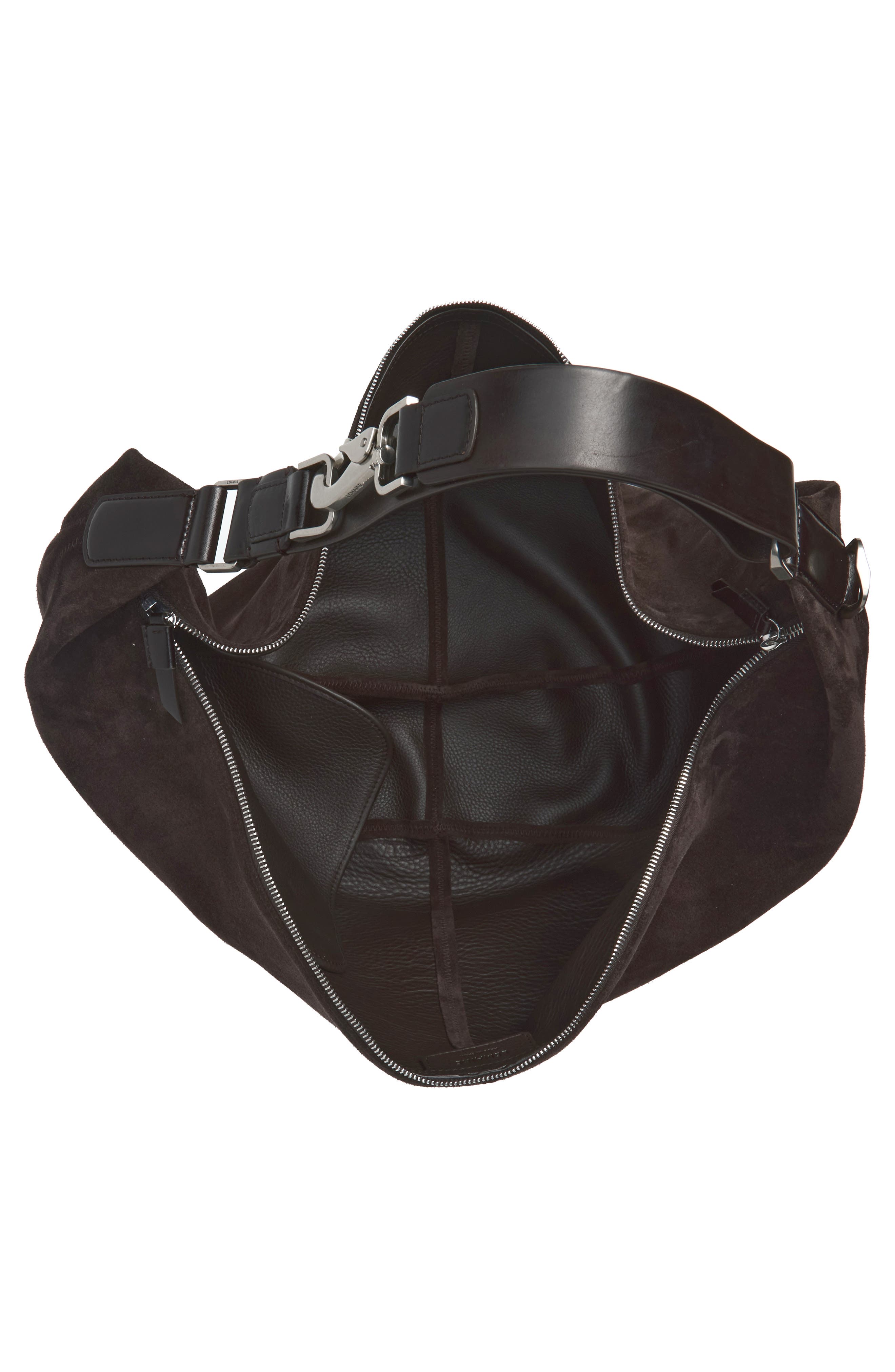 Quiver Clip Suede Bag, Alternate, color, EBONY BROWN