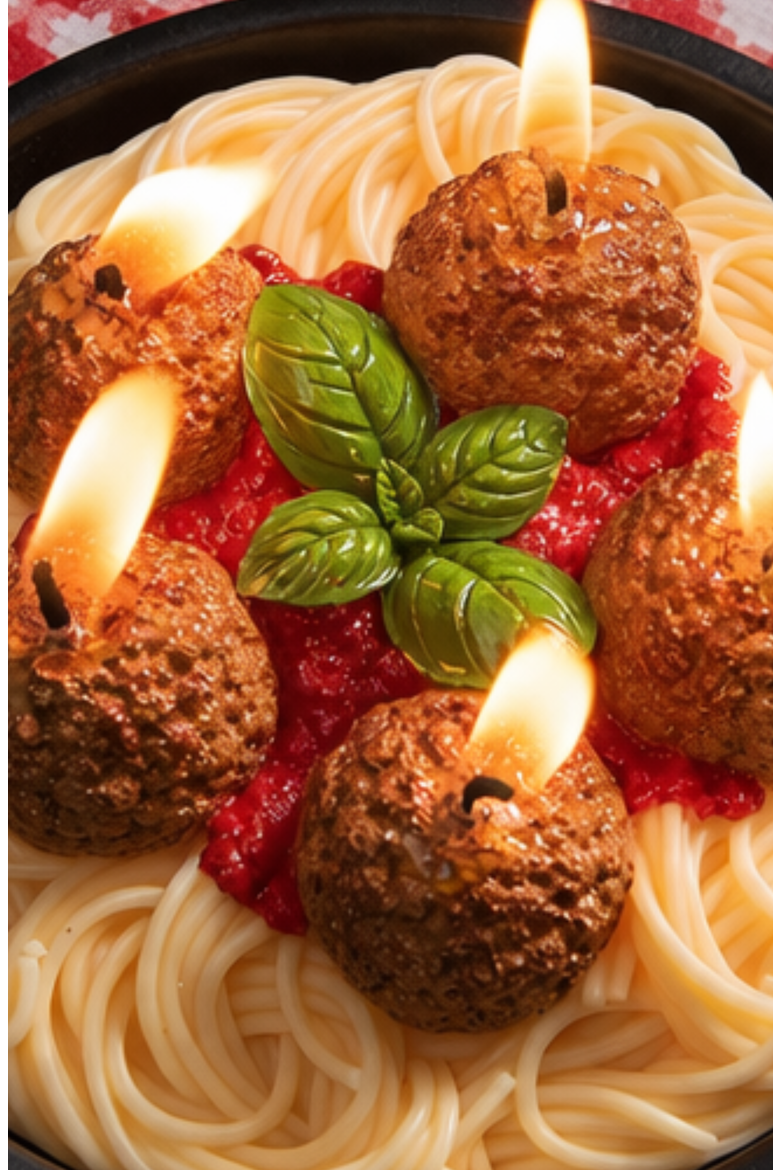 Spaghetti and Meatballs Candle, Alternate, color, Spaghetti And Meatballs