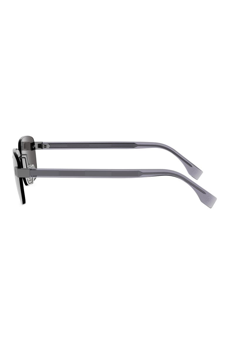 Sky 61mm Rectangular Sunglasses, Alternate, color, SHINY LIGHT RUTHENIUM / SMOKE