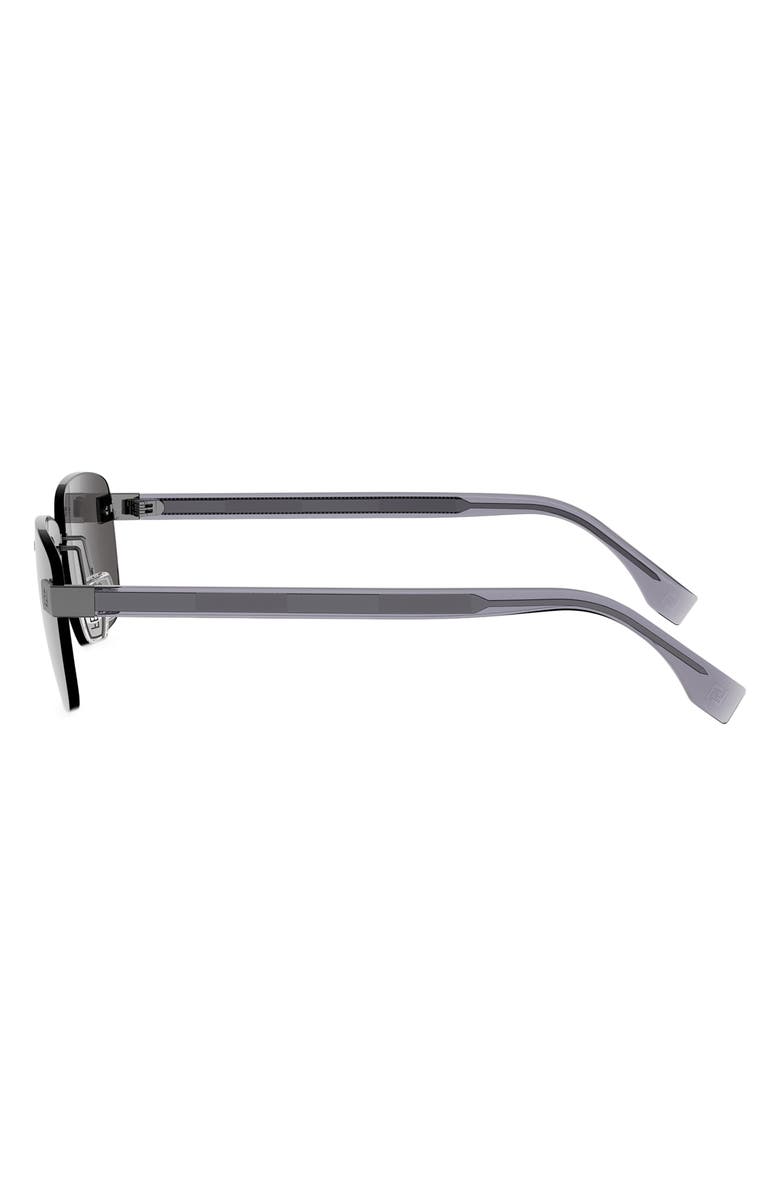 Fendi Sky 61mm Rectangular Sunglasses, Alternate, color, Shiny Light Ruthenium / Smoke