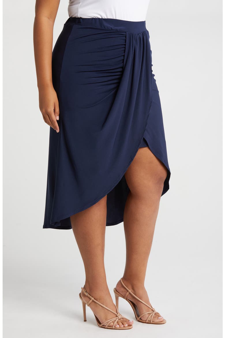 Draped Wrap Skirt, Alternate, color, NAVY