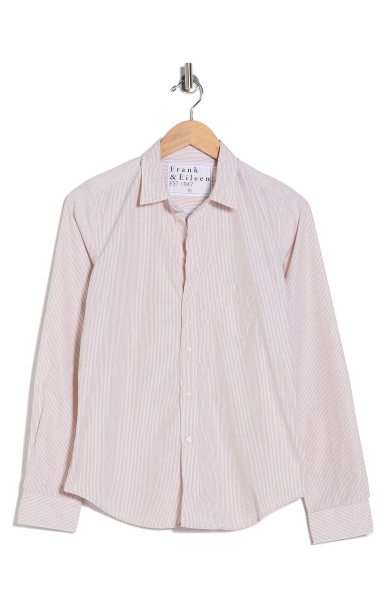 Frank & Eileen Tailored Cotton Button-Up Shirt, Main, color, Tan Mini White Stripe