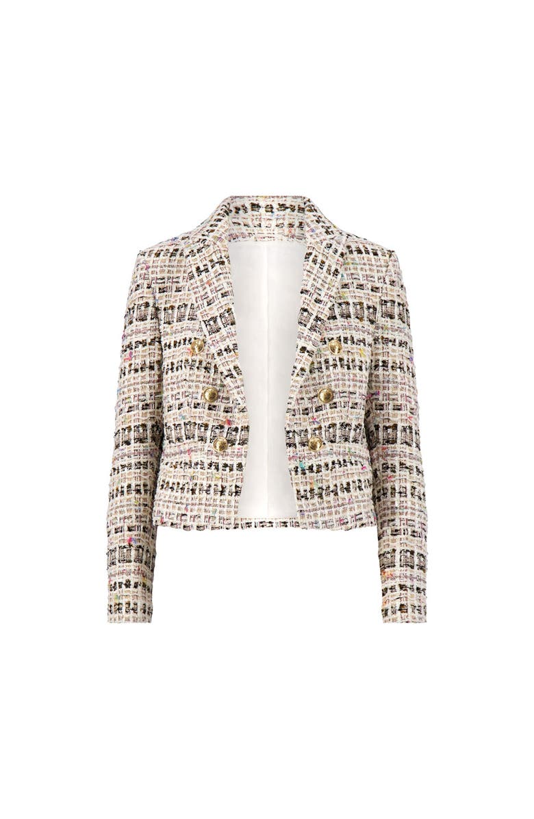The Noli Shop Gabrielle Double Breasted Tweed Blazer, Alternate, color, Ecru