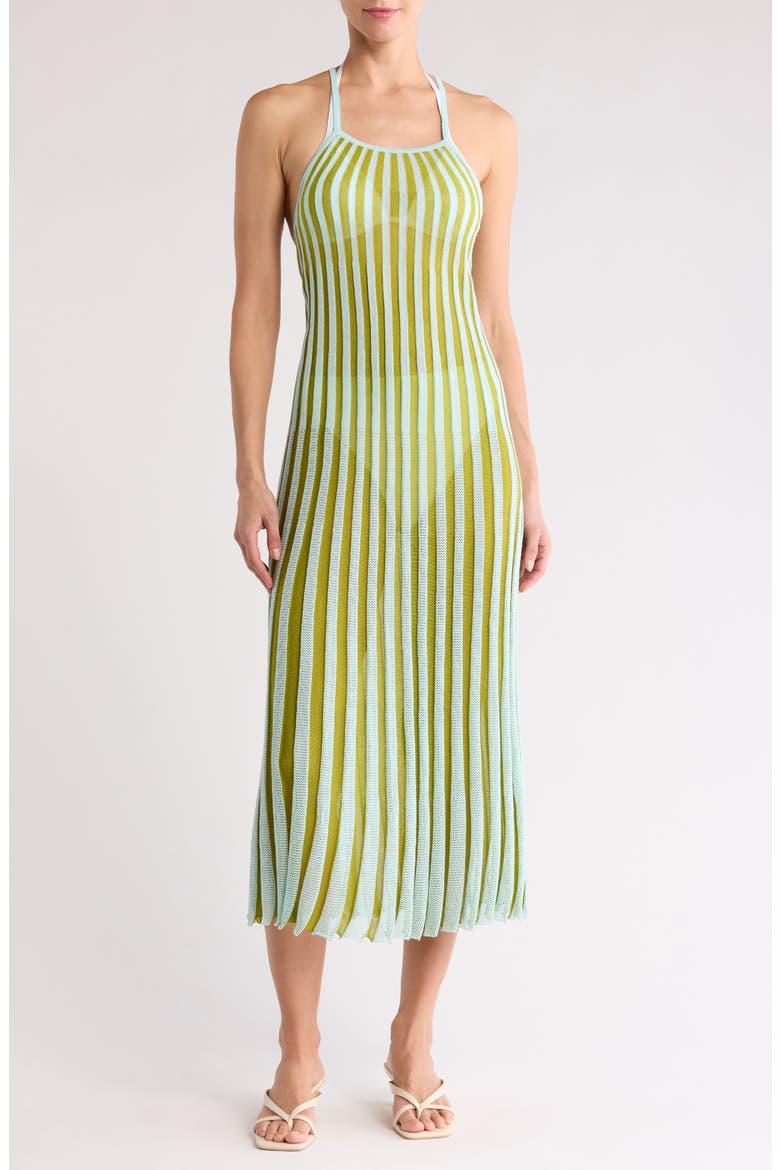The Kaylee Rib Cover-Up Dress, Main, color, SKY / CHARTREUSE STRIPE