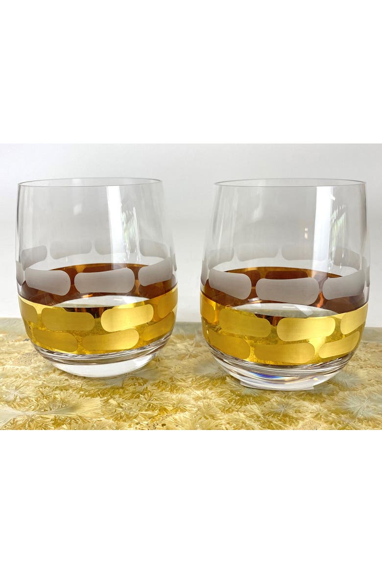 Truro Gold Stemless Wine Set of 2, Main, color, clear/gold