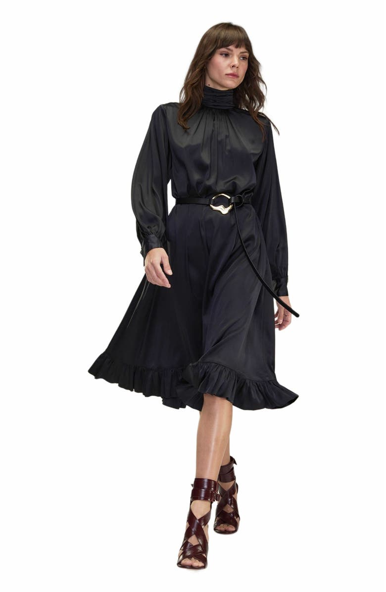 Cynthia Rowley Monroe Silk Charmeuse Dress, Alternate, color, Black