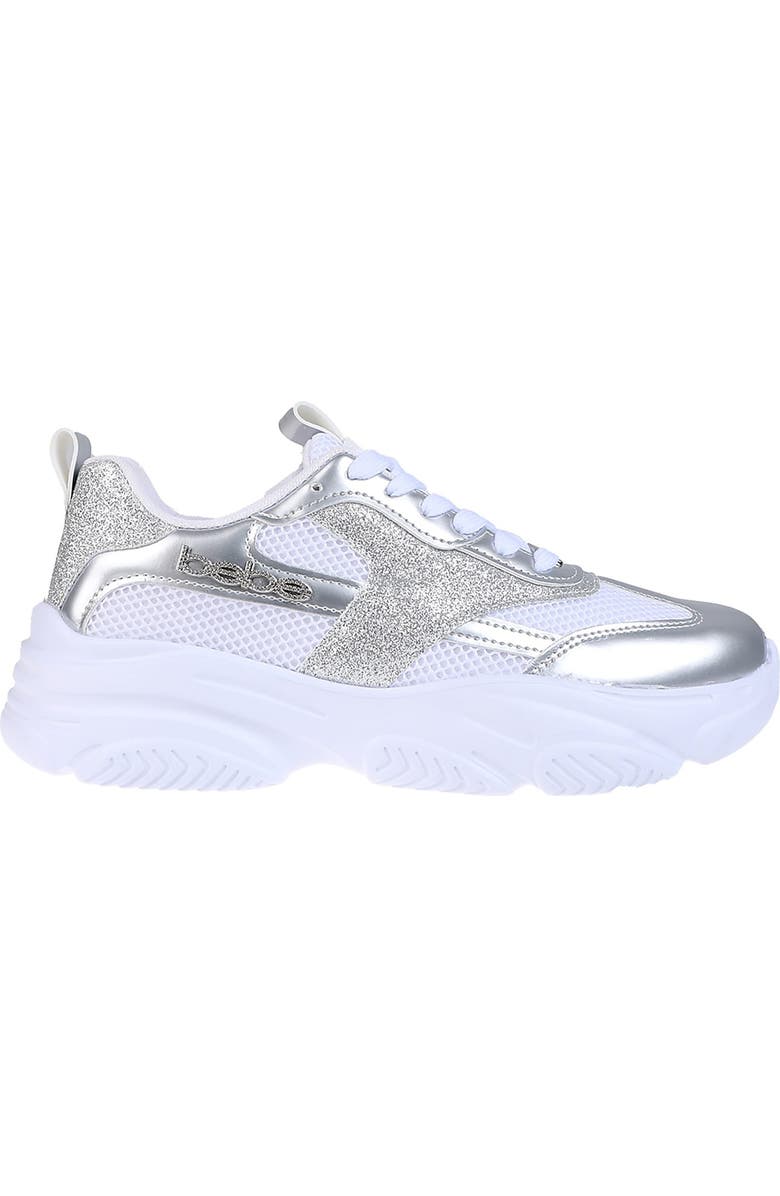 bebe Mixed Media Sneaker, Alternate, color,