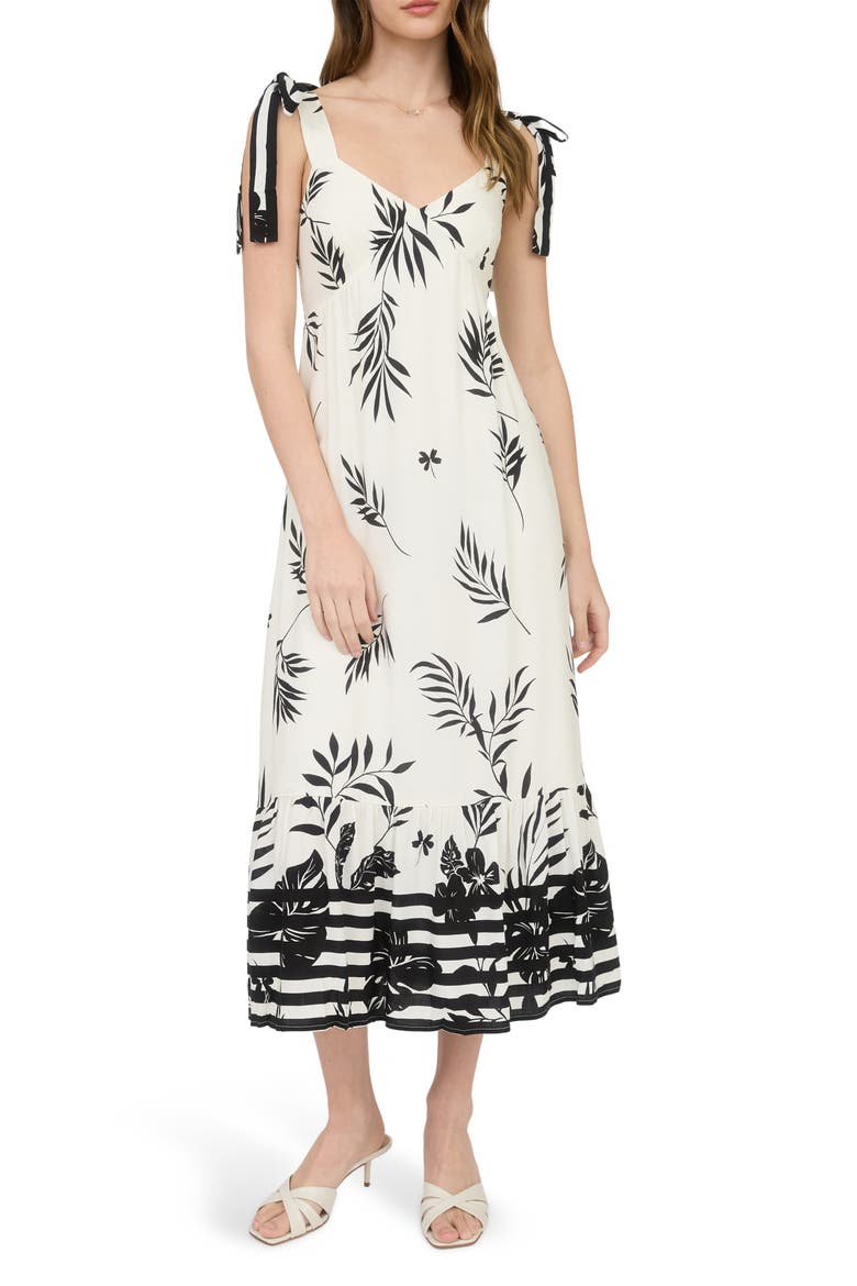 Shoulder Tie Midi Dress, Main, color, CREAM