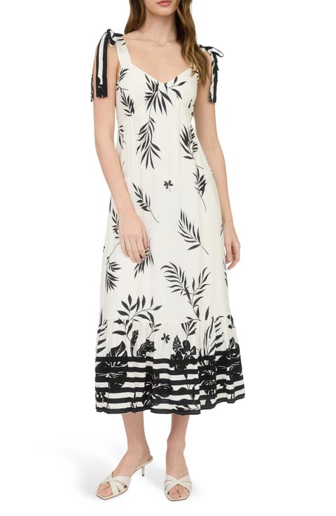 Shoulder Tie Midi Dress