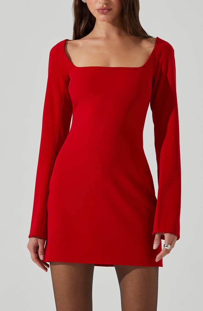 ASTR the Label Calanthe Long Sleeve Minidress, Alternate, color, Red