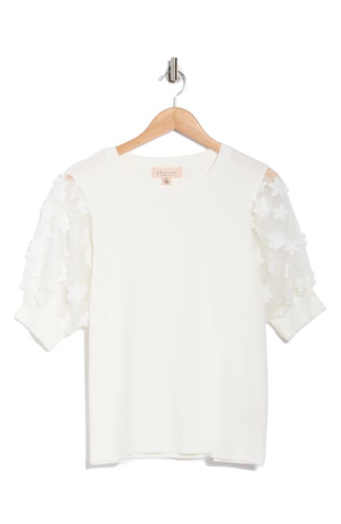 Embroidered Puff Sleeve Top