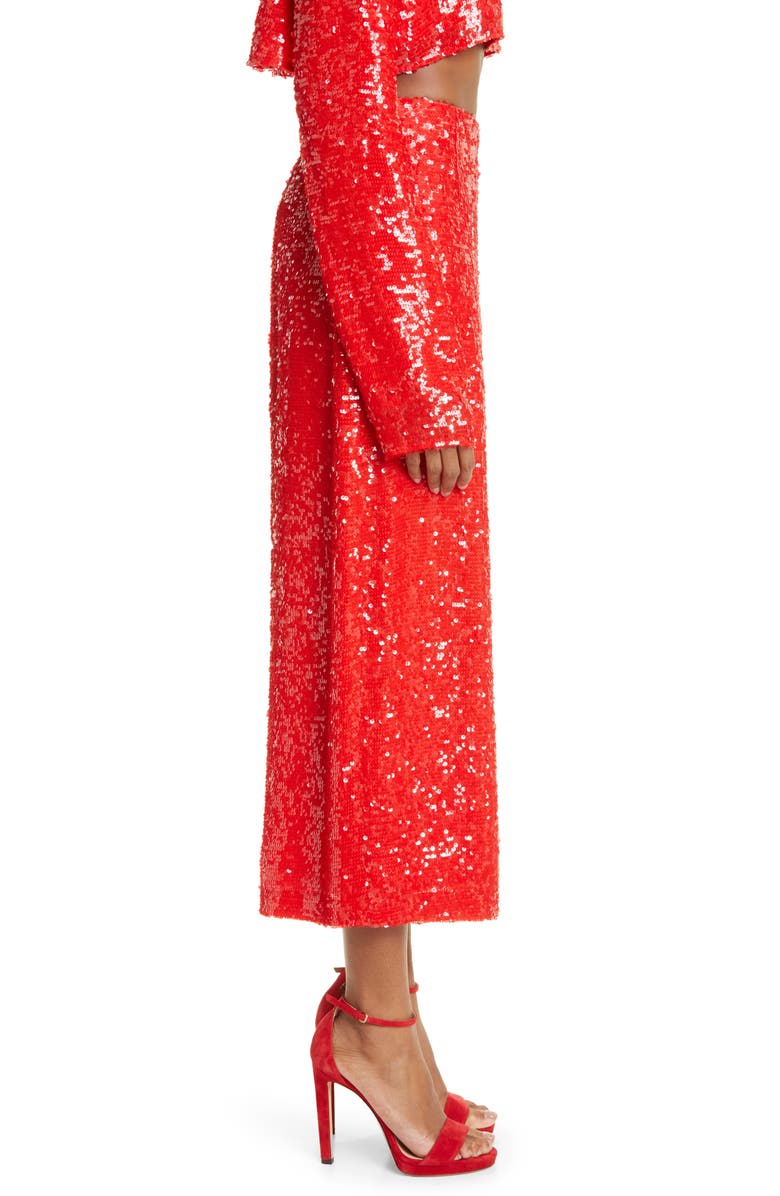 LAPOINTE Side Slit Sequin Midi Skirt, Alternate, color,