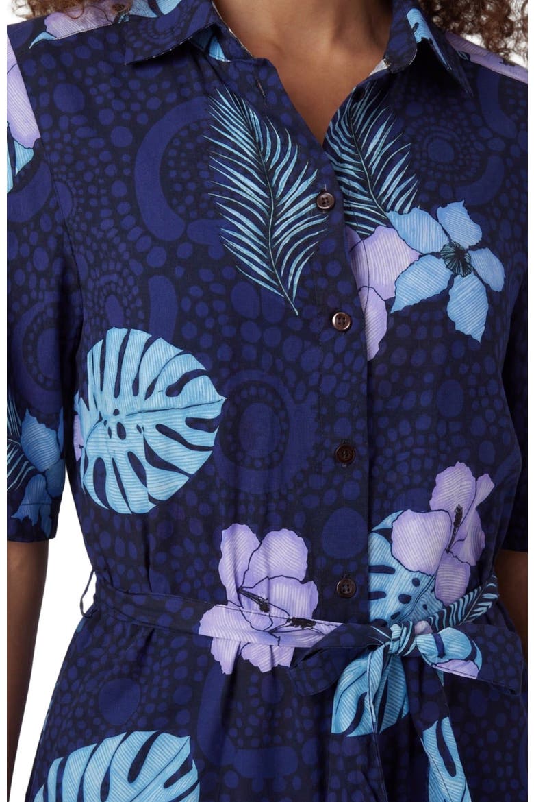 Tropical Fantasy Womens Wrap Shirt Dress, Alternate, color, TROPICAL FANTASY NAVY