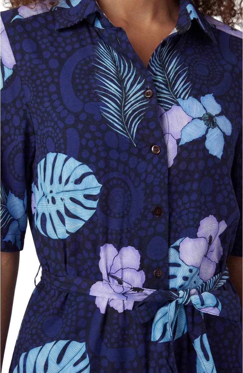 Lords of Harlech Tropical Fantasy Womens Wrap Shirt Dress, Alternate, color, Tropical Fantasy Navy