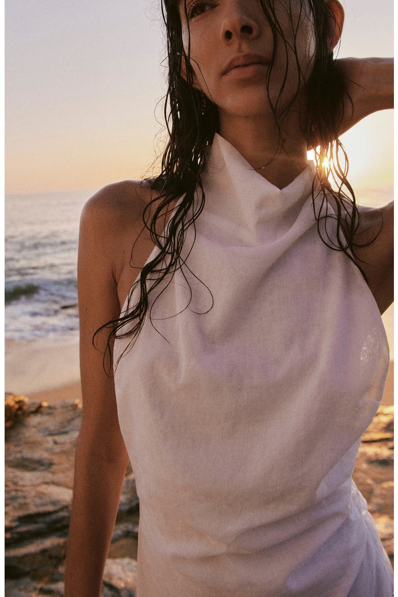 Ruffled Halter Neck Dress, Alternate, color, WHITE