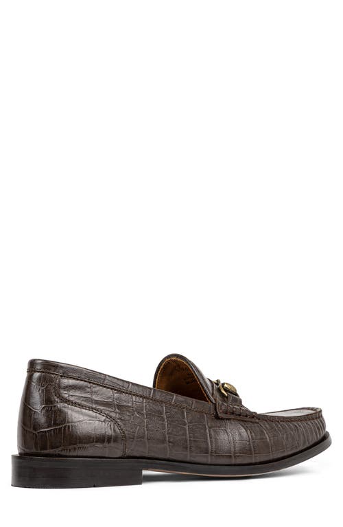 Donald Pliner Croc Embossed Bit Loafer In Dark Brown/dark Brown