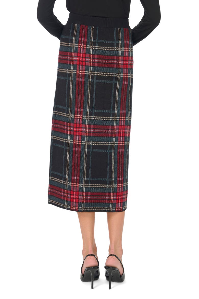 Plaid Midi Skirt, Alternate, color, RICH BLACK