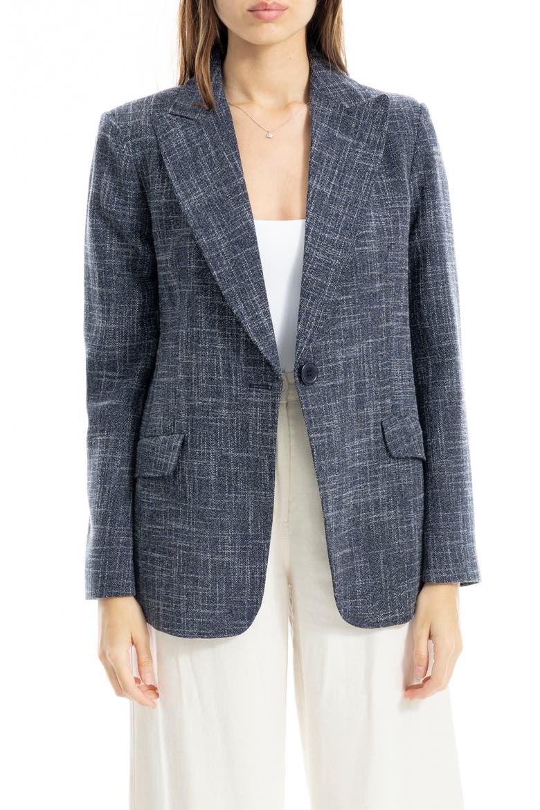 One Button Blazer, Alternate, color, DARK NAVY MELANGE
