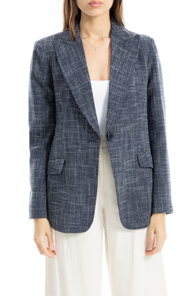 MAX STUDIO One Button Blazer, Alternate, color, Dark Navy Melange