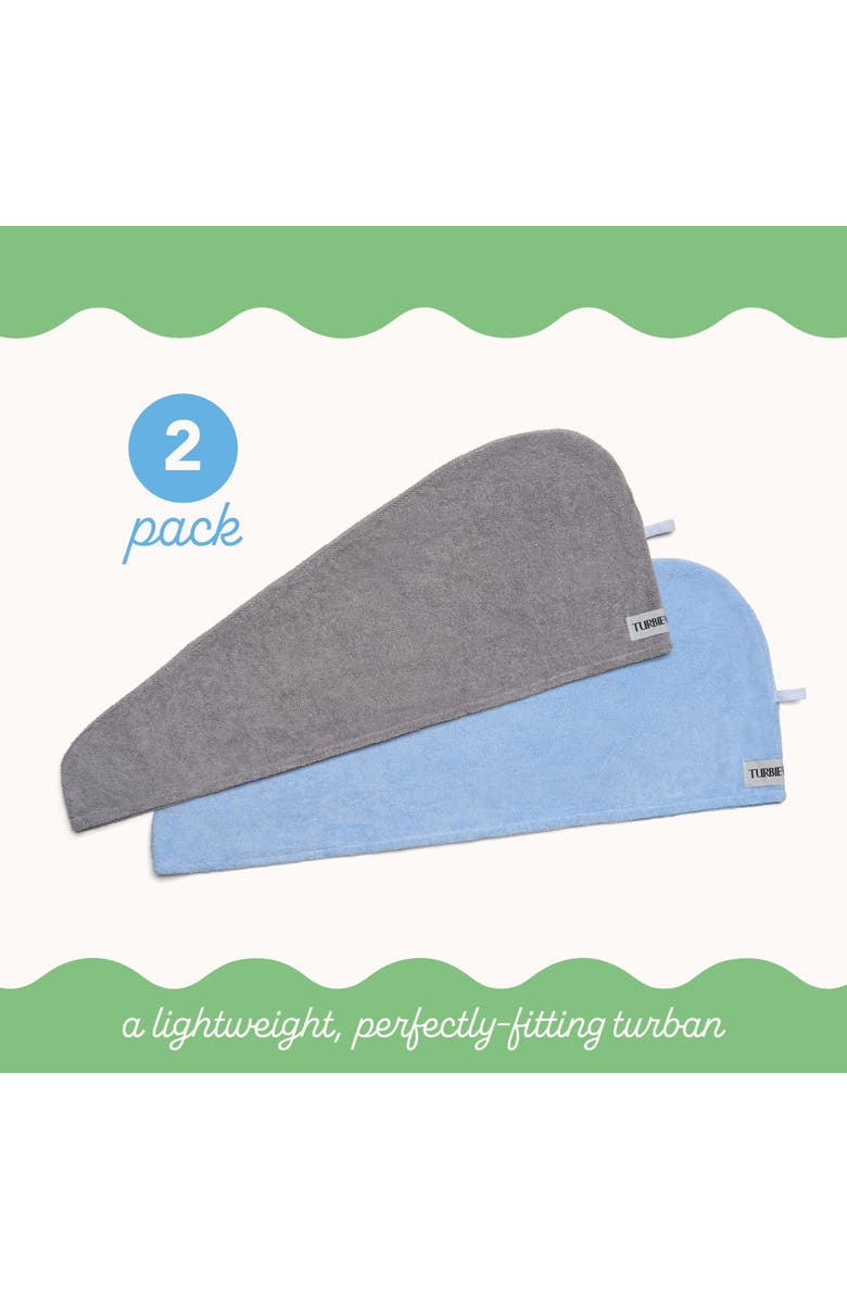 TURBIE TWIST 2 Pack Microfiber Hair Towel, for Straight, Wavy, Curly Hair, Alternate, color, Grey