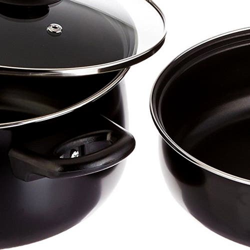 Gibson Home Chef Du Jour 7 Piece Carbon Steel Nonstick Cookware Set In Black