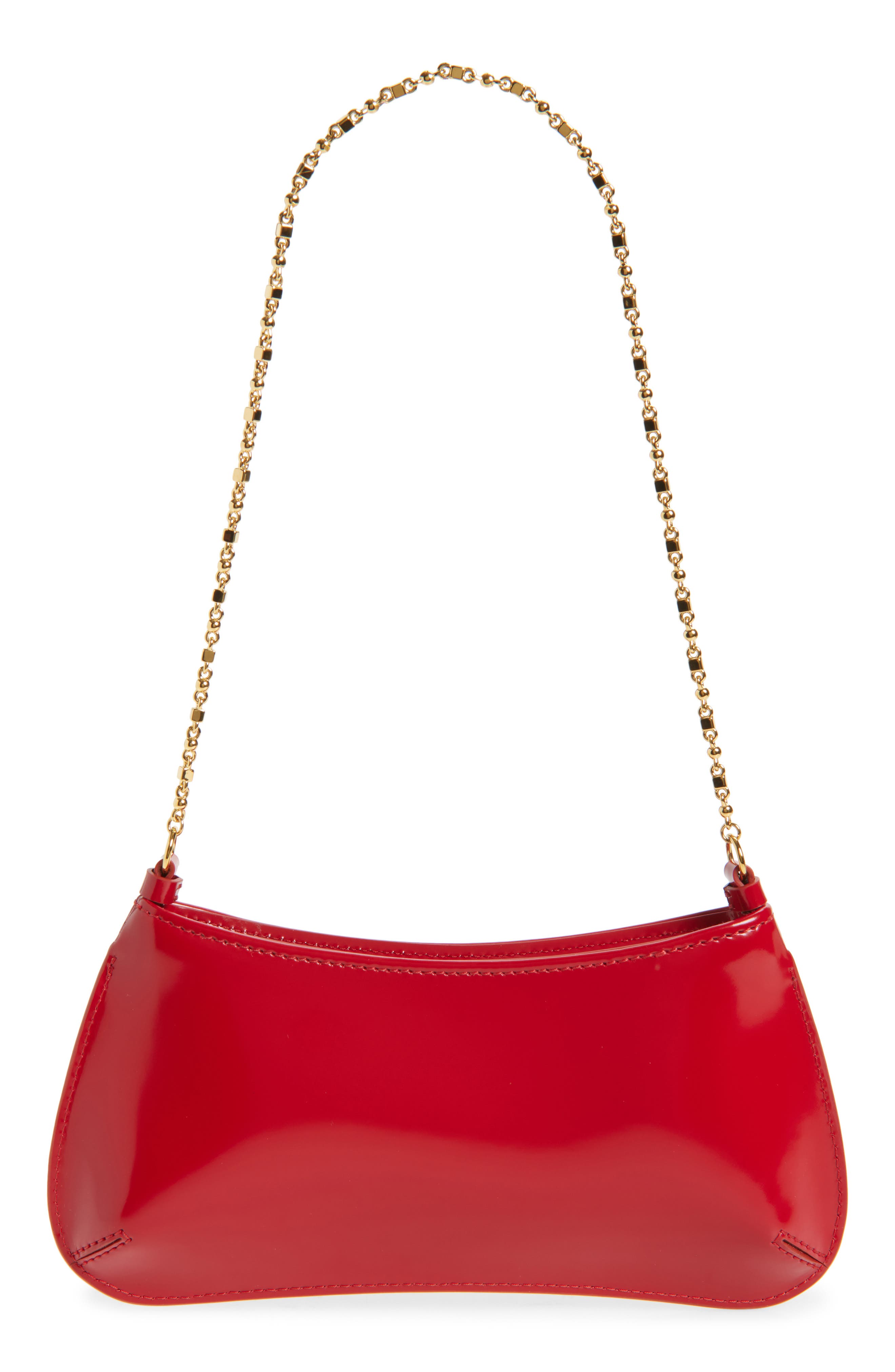 Jacquemus Le Petit Bisou Chaine Patent Shoulder Bag, Alternate, color, Red / Gold 47G