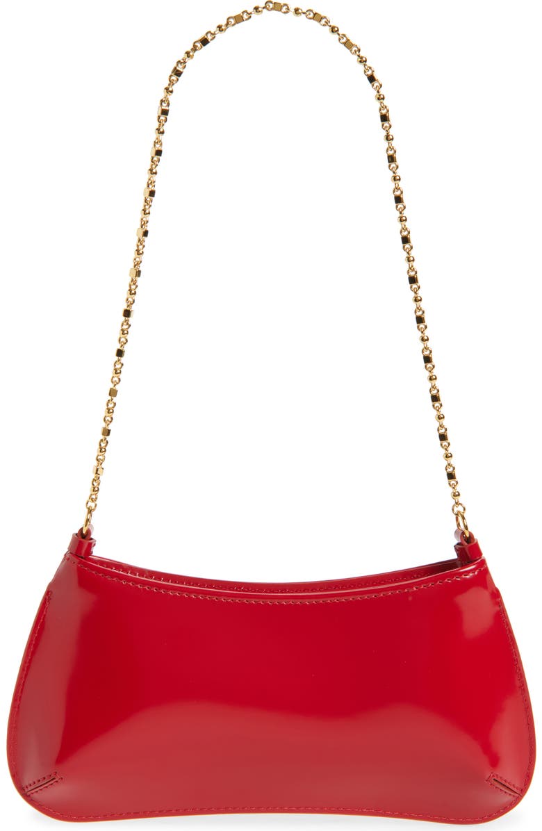 Jacquemus Le Petit Bisou Chaine Patent Shoulder Bag, Alternate, color, Red / Gold 47G