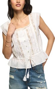 Lucky Brand Lacy Cap Sleeve Shirt