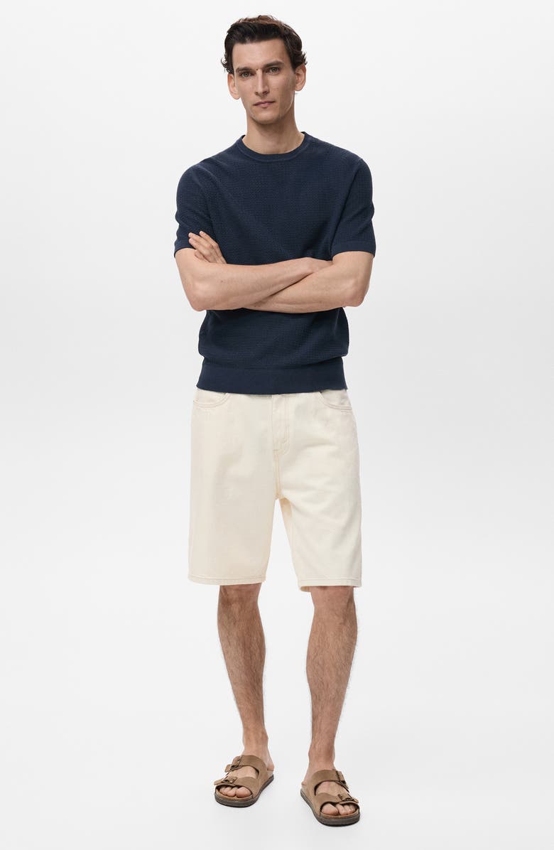 MANGO Pointelle Stitch Cotton Knit T-Shirt, Alternate, color,