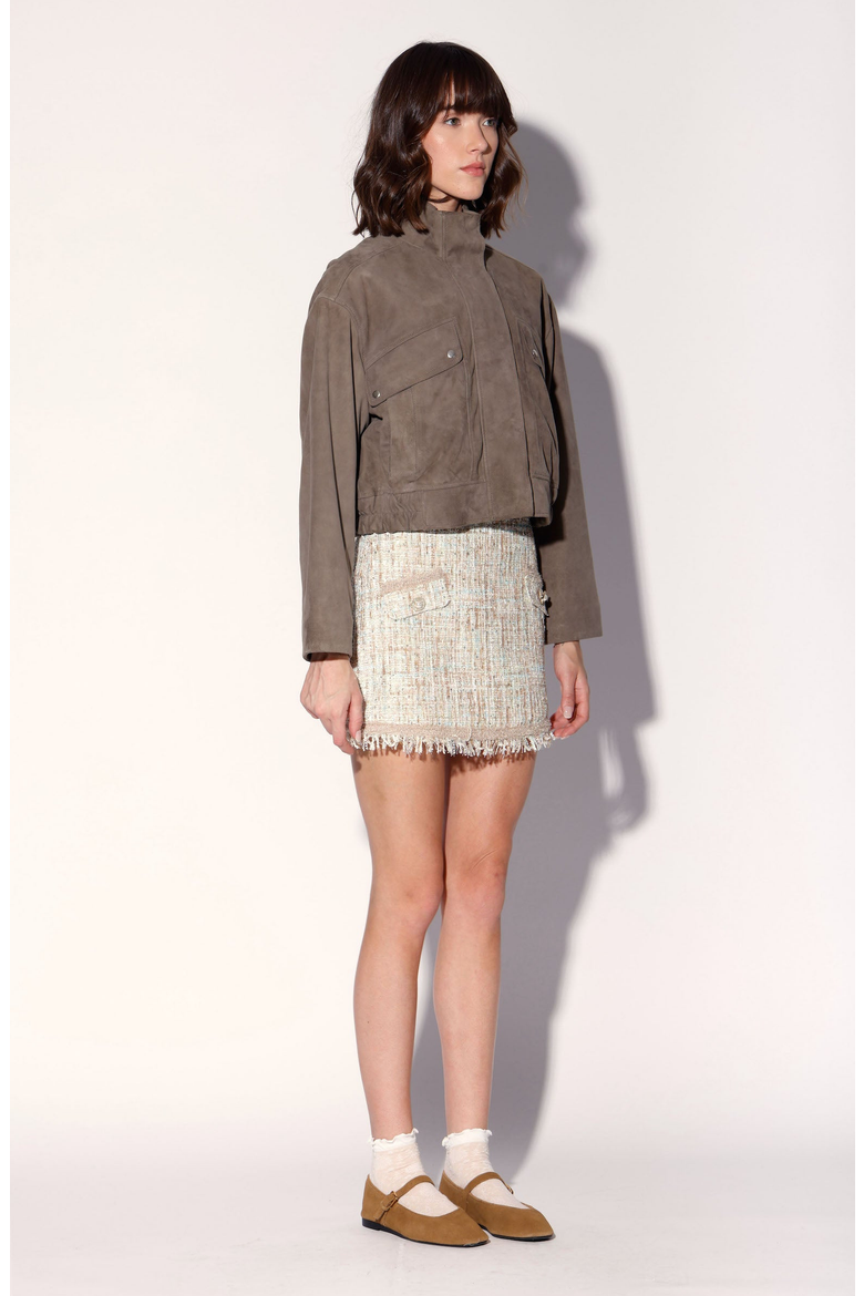 Rihanna Leather Jacket, Alternate, color, Slate Suede