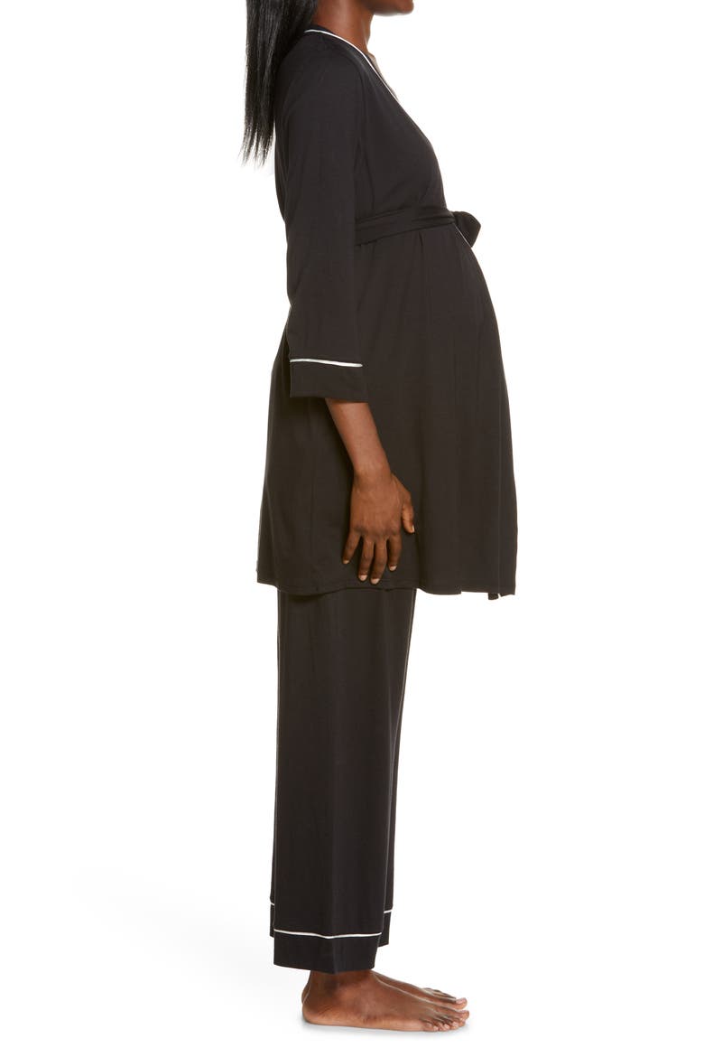 Bella 3-Piece Maternity Pajamas, Alternate, color, BLACK/ IVORY