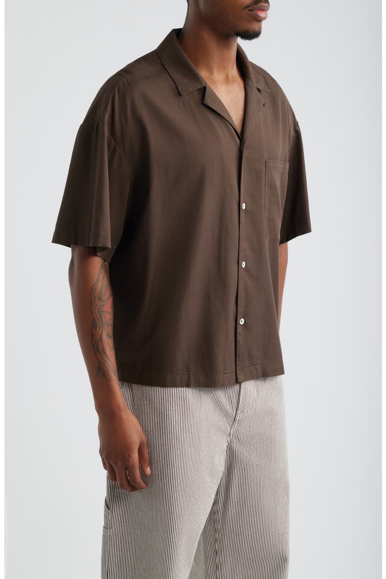 Boxy Camp Shirt, Alternate, color, BROWN