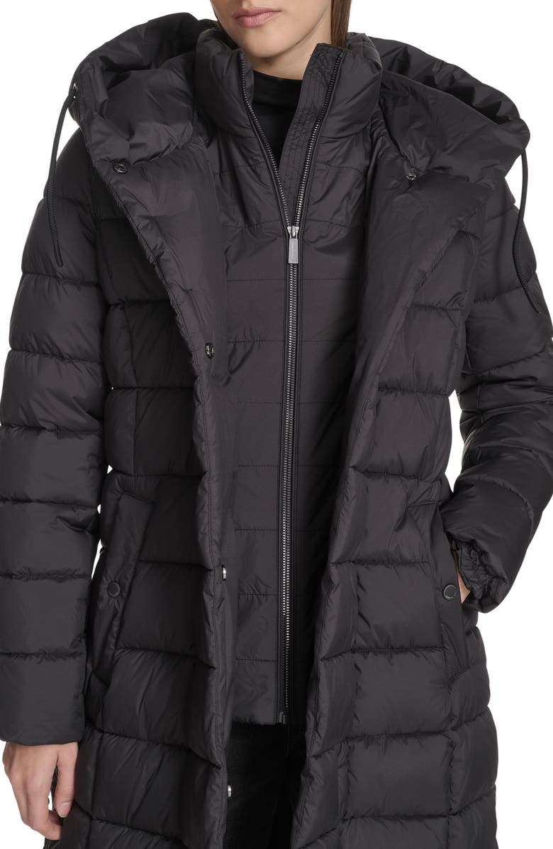 Kenneth Cole New York Water Resistant Stadium Length Quilted Puffer Coat, Alternate, color, Black